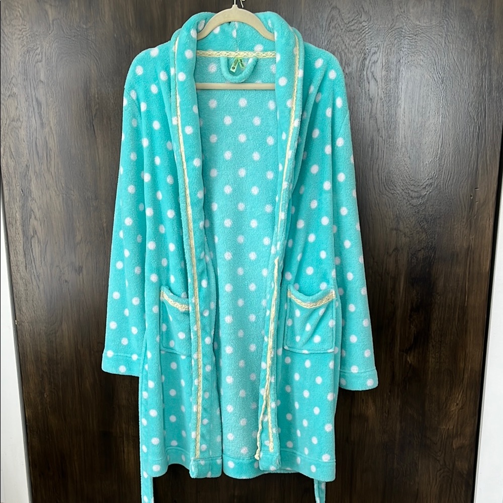 Honeydew Intimates Aqua and Cream Plush Robe
